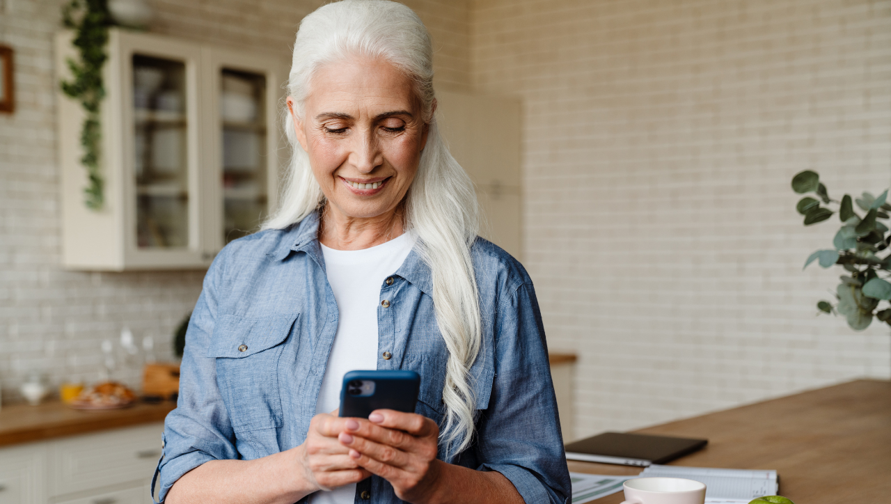 lady looking at phone