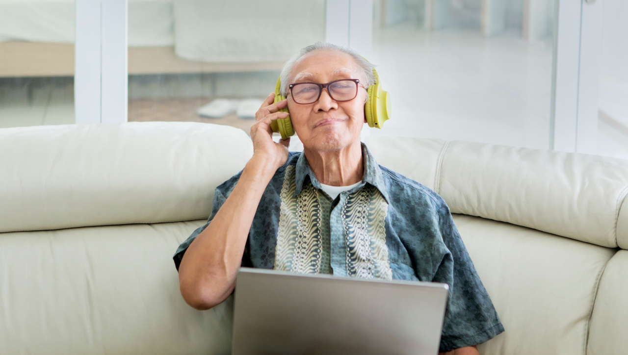 Older adult with laptop